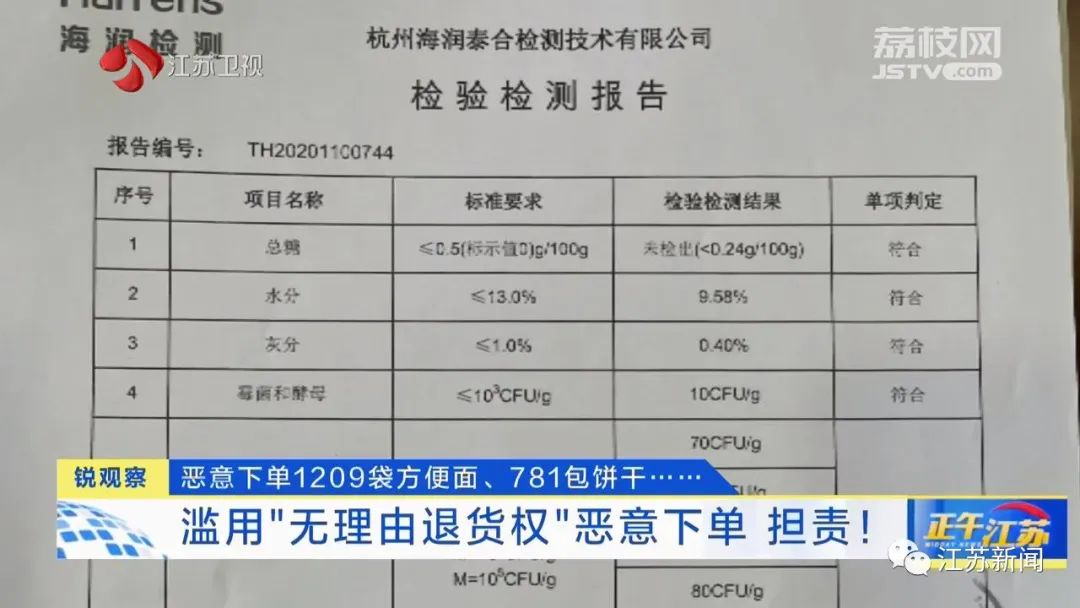 男子恶意下单1209袋方便面、781包饼干后退货！商家怒而起诉！结果来了……